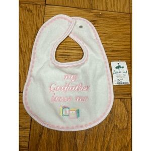 Baby Bib “my Godfather loves me” - Christening/Baptism - Pink Terrycloth NWT